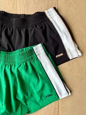 PINK Victoria's Secret Black and Green Athletic Shorts Duo
